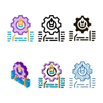 Front end working and design icon vector set outline Illustrazione stock