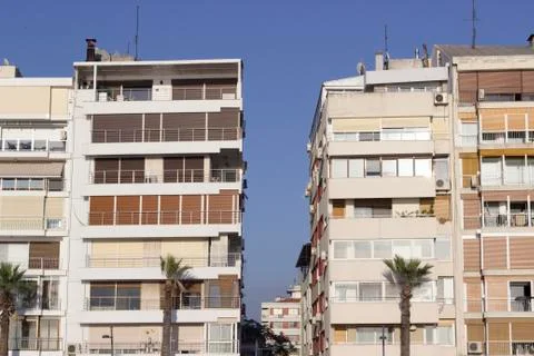 Front facade of building blocks Stock Photos