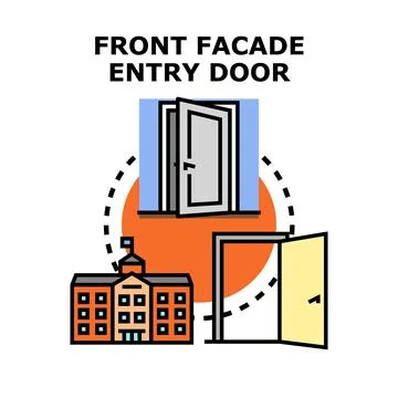Front facade entry door concept illustration Stock Illustration