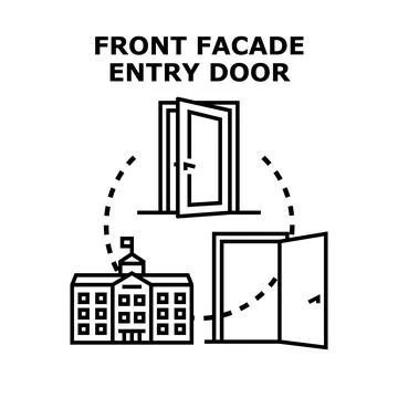 Front facade entry door concept illustration Stock Illustration