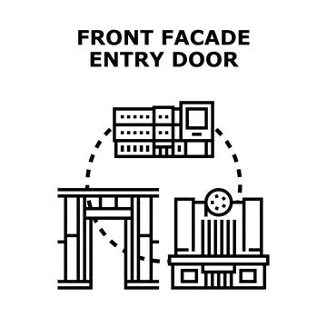 Front facade entry door diverse building concepts Stock Illustration