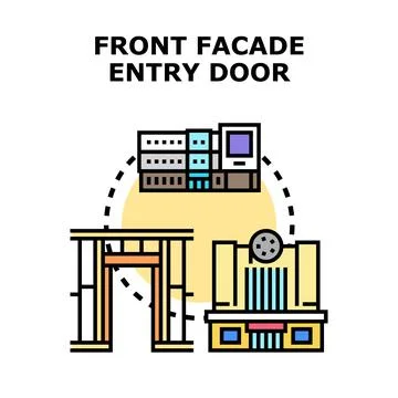 Front facade entry door diverse building concepts Stock Illustration