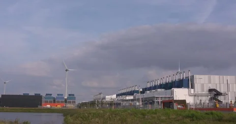 Front facade Google Data Center in Green Dataport Eemshaven Stock Footage 80454098