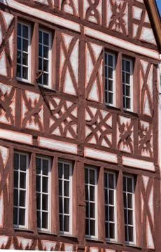 Front facade of a half-timbered house Stock Photos