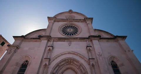 Front facade of Saint James Cathedral in Sibenik Croatia Stock-Footage 336492262
