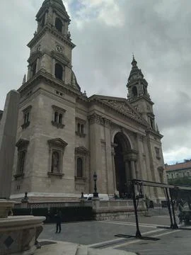 The front facade of St. Stephen’s Basilica in Budapest, Hungary Stock Photos