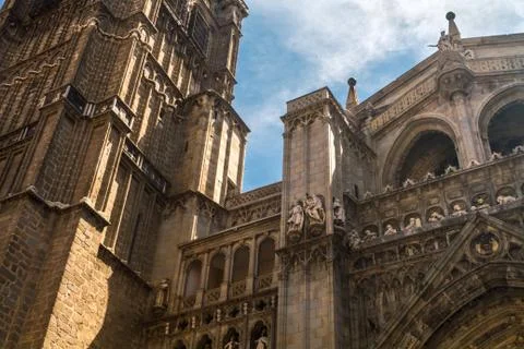 Front Facade of Toledo's Cathedral Stock Photos