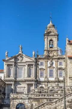 Front facade view at the church of Third Order of San Francisco on Porto Stock Photos