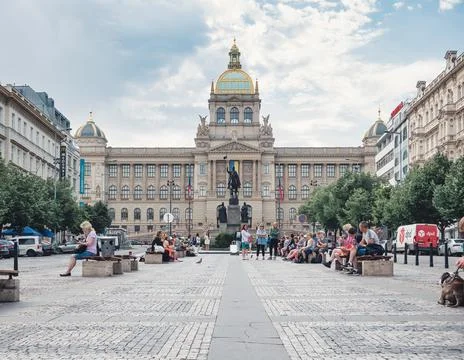 Front facade view with the main building Foto stock