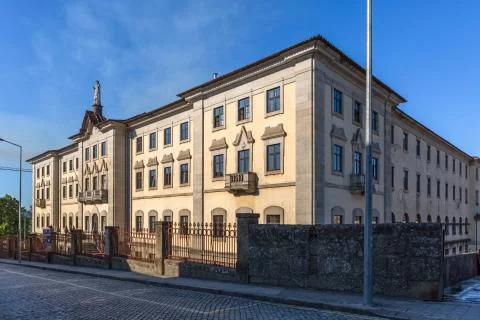 Front facade view at the Vila Real Seminary, a classic and iconic monument Stock Photos