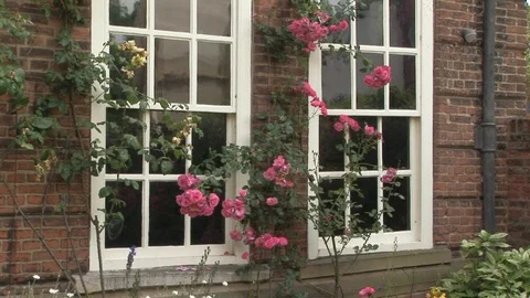 Front facade windows of William Wilberfoce House Museum, Kingston upon Hull, UK Stock Footage 105323838