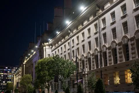 The front face of County Hall at night Stock Photos
