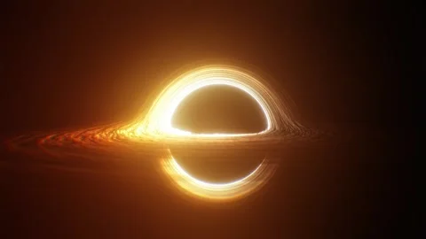 Front facing black hole with cinematic camera movement and glowing accretion Stockbeeldmateriaal 334491958