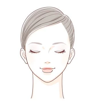 A front-facing face with closed eyes. She is a woman. Stock Illustration