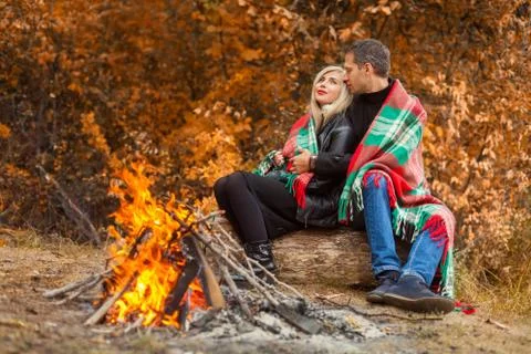 In front of fire is huds Stock Photos