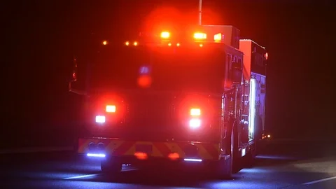 Front Of Firetruck With Lights Flashing 스톡 동영상 104374427