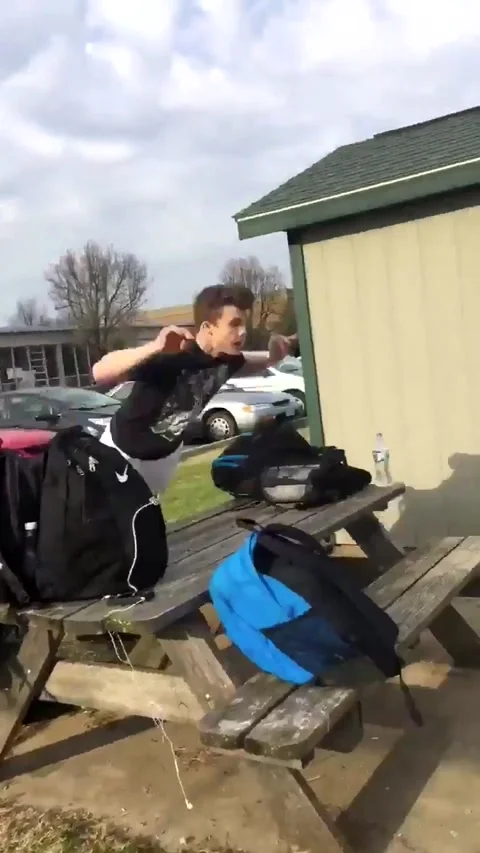 Front Flip Over Picnic Table Fail - 01 Jan 1970 Stock Footage 205356630