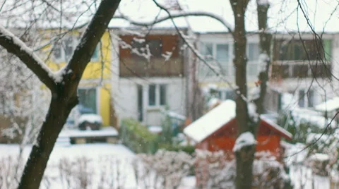 Front Focused Shot of Falling Snow Stock Footage 59891254