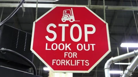 Front forklift stop sign Stock Footage 66765494