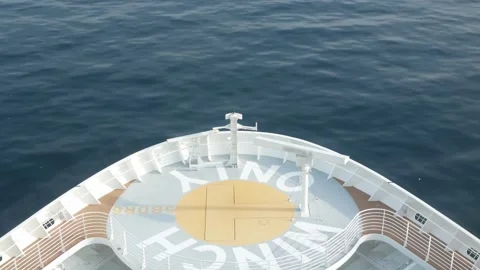 Front forward view of the passenger cruise ship while sailing cruise in the.. Stock Footage 255687737