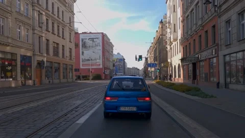 FRONT - Front facing driving plate - Wroclaw, Poland. polandwroclaw0001 Stock Footage 163713153