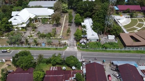 In front of the gate aerial view of the university of Papua (UNIPA) Video stock 213966166