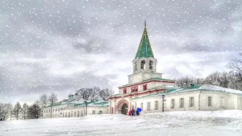 Front Gate Complex, 1672-1673. Kolomenskoye. Animation 스톡 동영상 81962803