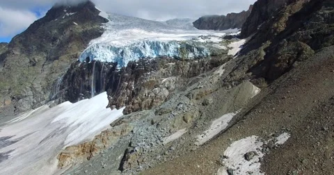 Front of the glacier - Aerial view Stock Footage 66374288