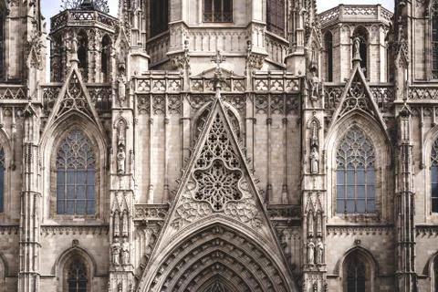 Front of a gothic cathedral Stock Photos