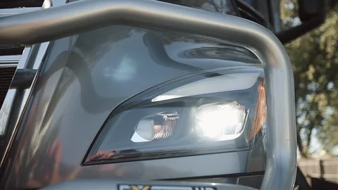 Front grille and headlights of Freightliner Stock Footage 103043969