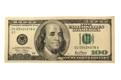 Front half of a one hundred dollar bill Stock Photos