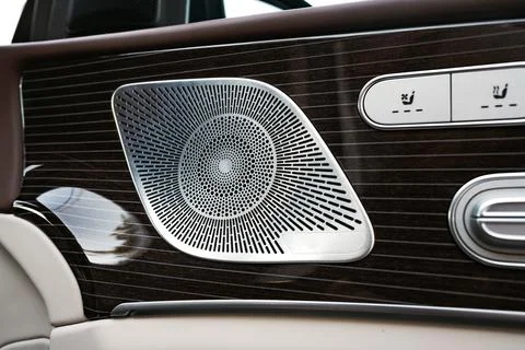 Front handle door panel with buttons of a luxury car Photos