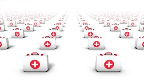 Front high angle view of First Aid Kits Foto stock