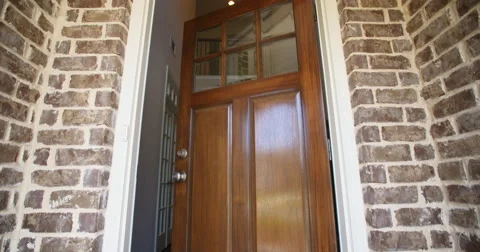Front Home Entrance Low Angle Door Open Rise Up Stock Footage