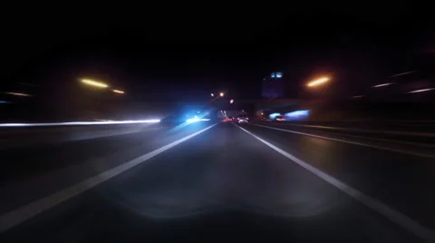 Front hood night drive time lapse Stock Footage 58837228