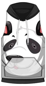 Front of hoodie sleeveless with panda pattern Illustrazione stock