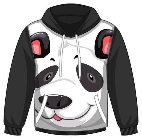 Front of hoodie sweater with panda pattern Illustrazione stock