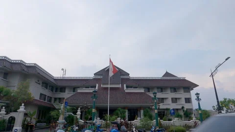 Front hotel view tilting down camera Stock Footage 247122420