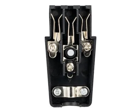 Front Internal View of C13 Power Plug with Metal Contacts 写真素材
