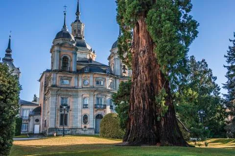 Front of the La Granja palace in horizontal format Segovia Spain Stock Photos