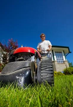 Front lawn mow Stock Photos