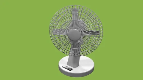 FRONT LEFT AXO VIEW OF OSCILLATING DESKTOP FAN ANIMATION Vídeos de archivo 98613870