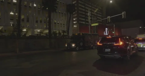 Front left driving plate - Carson Avenue at 1st Street, Las Vegas Stock Footage 294355205