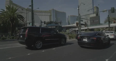 Front left driving plate - Las Vegas Boulevard at Park Avenue, Las Vegas Stock Footage 293944172