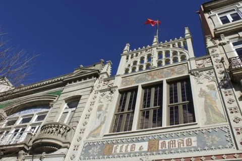 Front of Lello Library in Oporto Stock Photos