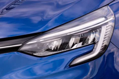 Front light of blue car Stock Photos