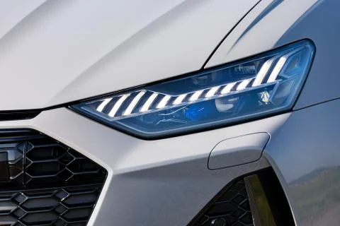 Front light of a grey car Stock Photos
