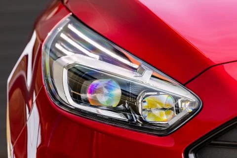 Front light of a red car Stock Photos