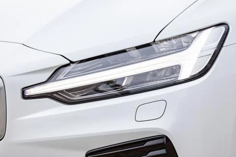 Front light of a white car Stock Photos