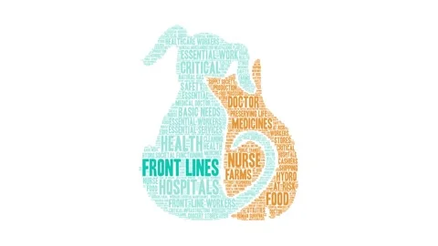 Front Line Workers word cloud Stock Footage 147195662